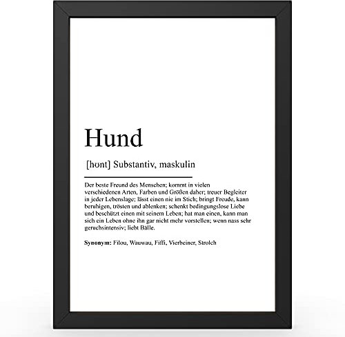 Urhome DIN A3 Kunstdruck Definition Hund ohne Rahmen - Worterklärung wie im Duden Lexikon als Wanddeko Spruch-Poster Deko Wandbild mit Spruch gerahmt für Wohnung Familie Geschenk