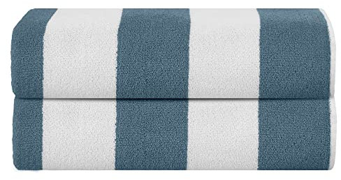 Sweet Needle Paquete de 2 Toallas de Playa 100% algodón Hilado en Anillos 76X152 CM 450 g/m² Toalla de natación y Piscina clásica a Rayas Altamente Absorbente Mar de Cristal Verde