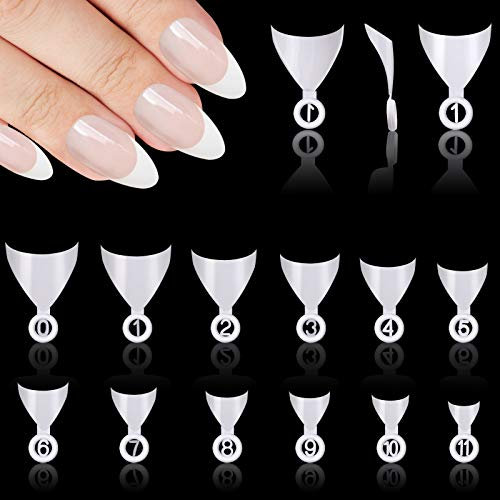 VETPW 600 Piezas Puntas de Uñas Postizas Nail Art Tips Kit, Francesa Uña Falsa Artificial Acrílico Uñas Postizas para Decoración de Diseño de Uñas Bricolaje, 12 Tamaños (Blanco)