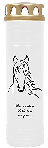 HS Candle Grabkerze Grablicht - mit Motiv (Pferd Kopf) - ca 100h / 4 Tage Brenndauer je Kerze (25cm, Ø 7cm) - viele versch. Deisgns