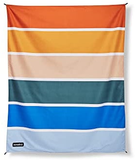 Nomadix Festival-Decke, perfekt für Picknicks, Camping und Rasensitze, Plüsch-Oberseite und wasserabweisende Unterseite, hergestellt aus recycelten Materialien, 152 x 178 cm (Streifen Retro)