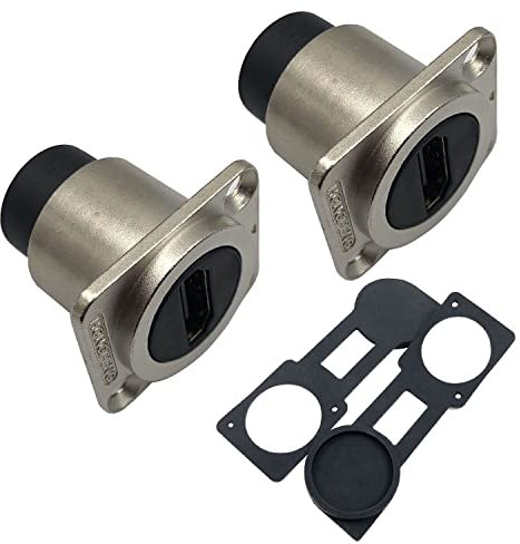 FainWan HDMI-Steckverbinder, wasserdicht, Metallgehäuse, M25 Plattenmontage, Buchse auf Buchse, HDMI-Schottkoppler mit wasserdichter Staubschutzkappe, 2 Stück