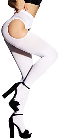 SUREPOCH Suspender Tights for Women Plus Size Garter Belt White Control Top Pantyhose