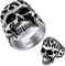 GoldChic Herren Flamme Totenkopf Ring mit Textgravur 316L Edelstahl Männer Skull Ring Punk Hip Hop Schädel Siegelring in Silber Ringgröße 56.5（18.1） Geschenke für Geburtstag Halloween Weihnachten
