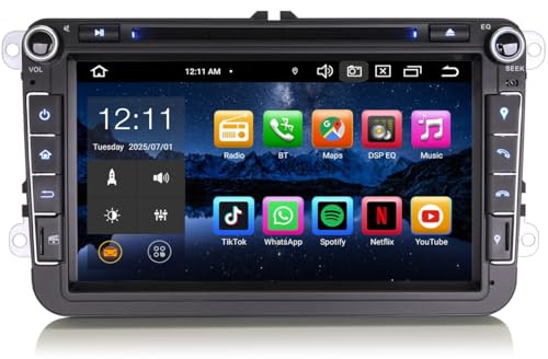 8 Zoll 8-Kern Android 14 Autoradio mit Bluetooth für VW Passat B6 Golf 5 Golf 6 Touran Tiguan T5 Polo 6R Sharan Caddy Jetta Seat Skoda GPS Navigation Carplay Android Auto DVD 4G WiFi Radio SWC