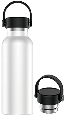 Botella de Agua Acero Inoxidable con Asa - Botella Térmica Reutilizable | Sin BPA | Mantiene 24H Frio / 12H Calor | Termo y Hermética - A Prueba de Fugas (750ml, Blanco Mate)
