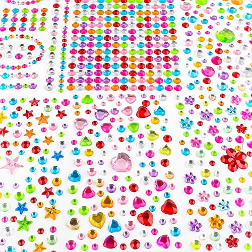 Glitzersteine Selbstklebend, Strasssteine Selbstklebend Acryl Bunt Selbstklebende Schmucksteine Verschiedene Formen Crystal Edelstein zum Aufkleben (970)