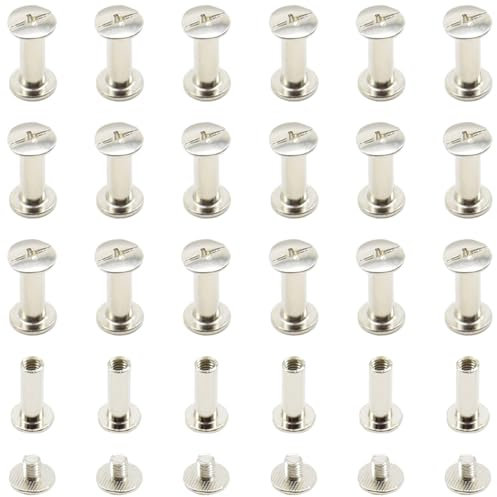 CEEYSEE 100 Pezzi (50 set) Viti Per Rilegatura M5x15mm Viti Chicago Vite a Testa Piatta Rivetti Vite Viti Rilegatura Kit Per Decorazione in Pelle, Album e Fai Da Te (M5 x 15mm)