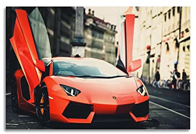 HALOUB Rennwagen-Poster für Lamborghini Aventador Super Auto dekoratives Gemälde Leinwand Wand und Kunst Bild Familienzimmer Schlafzimmer Dekor 40 x 60 cm