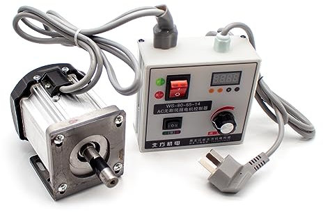 Toplionace 220V Bürstenloser Gleichstrom Servomotor Satz mit Controller für Holzbearbeitung Drehmaschine, Bandperlenmaschine, Geschwindigkeit Einstellbar (800W Kit und Halterung)