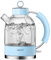 ASCOT Electric Kettle, Glass Electric Tea Kettle, Gift for Man/Women/Family, 1.5L Glass Tea Heater & Hot Water Boiler, BPA-Free, Auto Shut-Off and Boil-Dry Protection (Blue)
