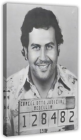 Pablo Escobar 1977 Mugshot Canvas Poster Wall Art Decor Print Picture Paintings for Living Room Bedroom Decoration Frame-style 08x12inch(20x30cm)