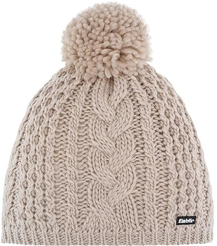 Eisbär Antonia Pudelmütze Zopfstrickmuster Pompon (One Size - Hellbeige)