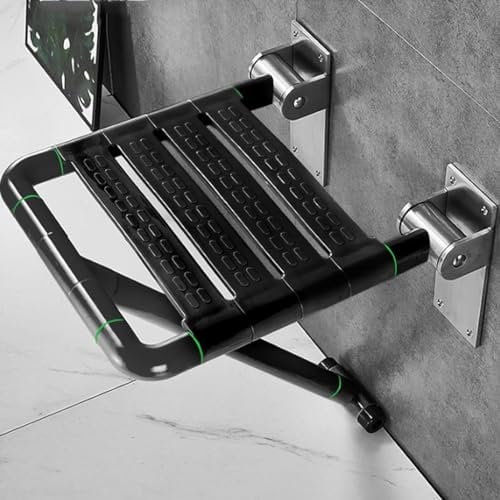 Wall Mounted Folding Shower Bench Seat for Inside Shower, Fold Down Shower Seat Foldable Bathroom Shower Bench for Elderly, Disabled, Pregnant Woman, Bath Shower Chairs, Black