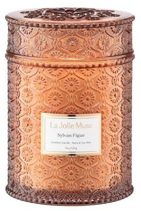 LA JOLIE MUSE Sylvan Figue Candle, große natürliche Soja-Kerze, 90 Stunden Brenndauer, Holzdocht-Kerze, Luxus-Kerzen für Zuhause, Kerze Geschenk für Frauen und Männer