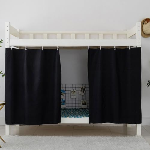 Treer Rideau Occultant de Lit Mezzanine Pour Étudiants, Auvent Pour Lit Superposé Fille Garçons, Occultants Pour Maison et Dortoir (1.2m 3 Pièces, Noir)