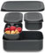 Hausfelder Brotdosen Lunchbox-Set, 1x900ml + 2x280ml, Brotdose mit Fächern für Kinder und Erwachsene, einsetzbar als Butterbrotdose, Brotzeitbox (SpaceBlack, 1 x 900ml, 2 x 280ml)