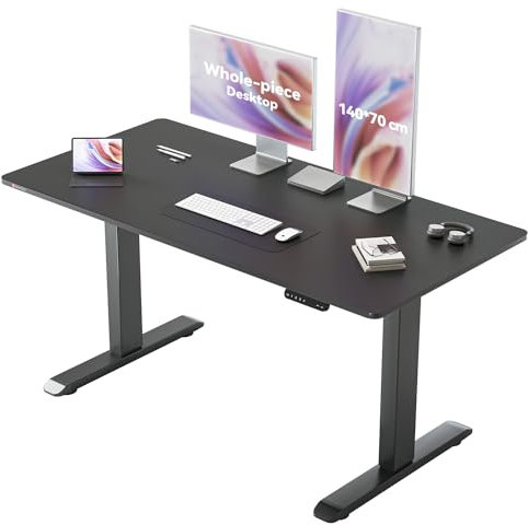 SIHOO Standing Desk, 140 x 70cm Height Adjustable, Smart Pannel, Sit Stand Desk for Home & Office (Black)
