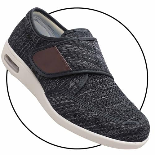 Möge Extra Breit Leicht Schuhe Breit Herren Trekkingschuhe Wasserdicht Outdoor Schuhe Atmungsaktiv Wanderhalbschuhe rutschfeste Slip-on Wanderschuhe für Herren Sneaker(Black Gray,46 EU)