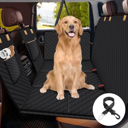Lekeinchi Back Seat Extender for Dogs - Dog Car Seat Cover for Back Seat, 2025 Upgraded Material, Universal Fit Sedan/SUV/Truck, Waterproof Non-Slip Hard Bottom, Split Design & Holds 400lbs