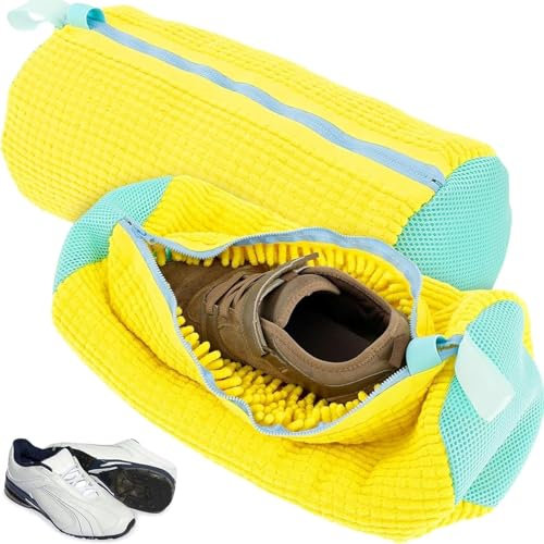 UrCreat Schuhwaschbeutel für Waschmaschine, Wiederverwendbare wäschesack Schuhe Mit Reißverschluss, Selbstreinigende, Schuhwaschbeutel Waschmaschine mit mikrofaser, Für Sneaker (2pcs)