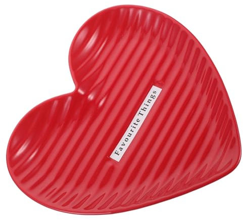 Mikinona 1pc Heart-Shaped Ceramic Plate Pastry Couple Breakfast Plate Loaf Bread Pan Cookie Platter Nut Bread Baking Tray Fish Steak Platter Red Lovers Dinner Plate Ceramics Fashion