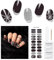 DUKASOU Semi-Cured Gel Nail Strips, 22 Pieces Real Nail Polish Stickers, Gel Nail Stickers, Decals, Long-Lasting Nail Polish Strips for Women and Girls(black silver)