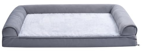 Amazon Basics Couchbett aus Schaumstoff für Hunde und Haustiere mit abnehmbarem Bezug, Grau, 91 x 69 x 17 cm (L x W x H)