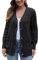 Achinel Chunky Cardigan Womens Cable Knitted Sweater Open Front Jumper Long Sleeve Knit Button Down Coat Black XL
