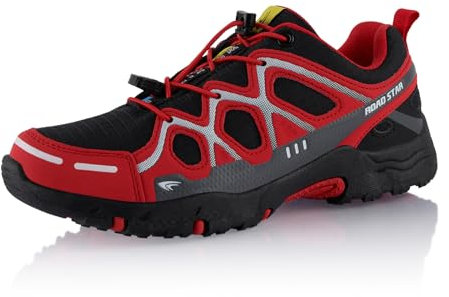 Fusskleidung® Damen Herren Wanderschuhe atmungsaktive Trekkingschuhe Rot Schwarz EU 44