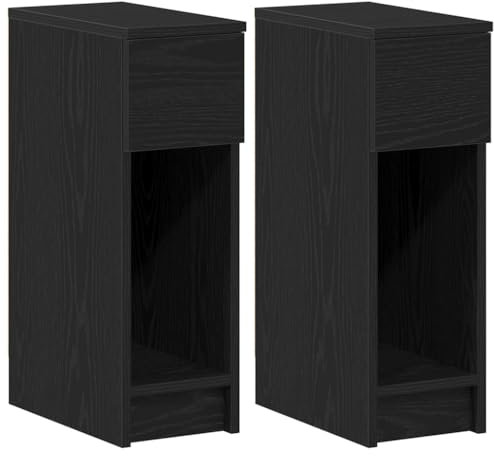 vidaXL Nachttische mit Schublade 2Stk. Schwarz Eichen-Optik 20x36x60cm, Nachtschrank, Nachtkommode, Betttisch, Nachtkonsole, Bettschrank