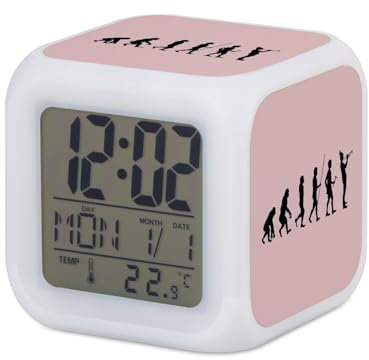 Fabulous Wecker Würfel beleuchtet Rosa – Evolution Trompete Orchester Jazz Musik Musikinstrument – 7,8 x 7,8 x 7,8 cm – Retro Beleuchtung Mehrfarbig LED