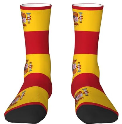 HCVXBSA Calcetines divertidos únicos con la bandera de España, longitud a media pantorrilla, opciones de diseño múltiple, grandes regalos para hombres, mujeres y adolescentes, color blanco, Blanco,