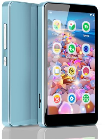 MP3 Player for Kids with Spotify, Spotify Kids, Parental Controls, Audible, Amazon Music, Libby, 4.0 IPS Bluetooth MP3 Music Player Up to 512GB (Blue)