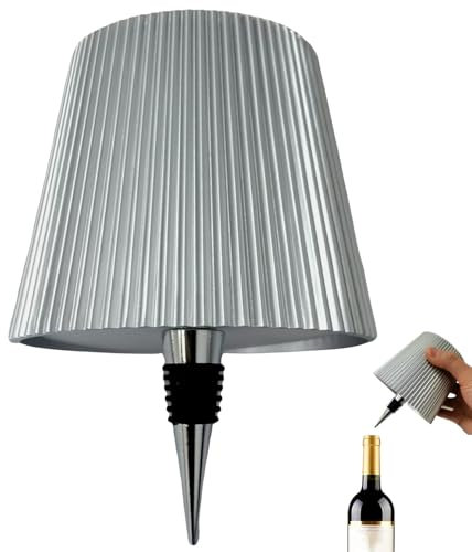 Lampada Bottiglia LED, Lampada Ricaricabile per Bottiglia Senza Fili Tattile con Luce Dimmerabile per Ristorante, Casa, Bar, Ufficio (Argento)