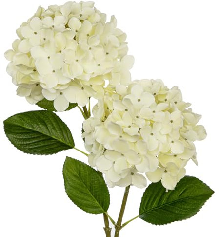 Briful Künstliche Hortensien Kunstblume Wie Echt Kunstzweige Artificial Hydrangea Seidenblumen für Brauthochzeitssträuße, Haus, Büro, Hotel, Partydekoration (Cream, 2 PCS)