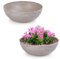 matches21 Pflanzschalen für draußen - 2 große Vintage Dekoschalen Sand beige marmoriert als Blumentopf Pflanztopf - Schale 37 x 10,5 cm als Garten Vogeltränke Balkon-Deko oder Friedhof Grabschale