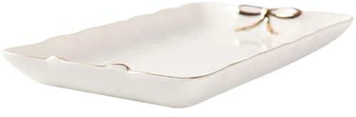 OATIPHO Plateau Céramique Décoratif Avec Dorures Support Pour Bijoux Assiette à Dessert Plateau à Cupcakes Pour Maison Événements