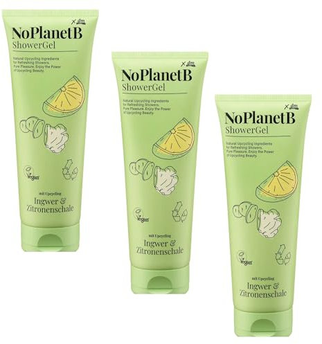 No Planet B Showergel Cremedusche Ingwer & Zitrone, 3er Set, 3x250ml, vegan + 1x Bebe feste Duschpflege