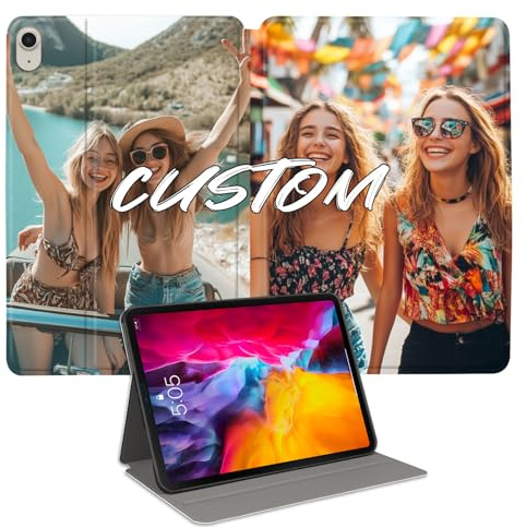 Custom Photo Personalized Flip Case for iPad 10th 10.9 inch(2022),Model Code: A2696/A2757/A2777/A3162 iPad Custom Picture Text Leather Stand Cover Protective Case