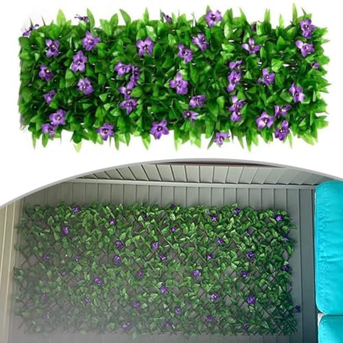 Clôture de feuilles artificielles, clôture en bois extensible, panneau décoratif en faux lierre pour balcon, terrasse, extérieur