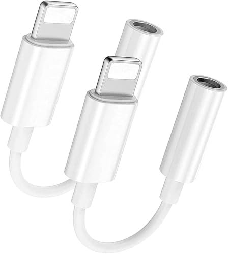 Aikmvtol 2Pack Adaptateur pour Casque iPhone [Certifié Apple MFi] Lightning vers 3.5mm Jack Headphone Aux Audio Dongle Cable Converter Compatible avec iPhone 14/14 Plus/13/13Pro/12/11/7/7P/8/8P/X/XS