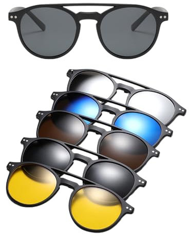 Generisch Magnetisch 5 Stück Polarisiert Clip Auf Sonnenbrille Plastik Rahmen Für Nacht Fahrten, Anti Blendung Brillen