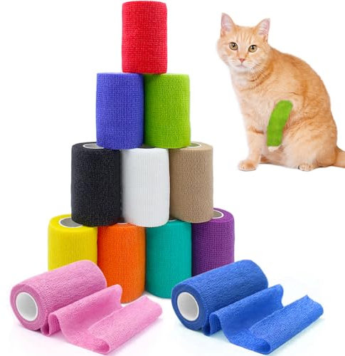 Zyluniy Venda Cohesiva 12 Rollos 10cmX4.5m, Vendaje elástico, Vendaje no tejido, Banda Venda Cinta Bendaje Adhesiva Deportiva Tape, Venda Transpirable para Dedos, Muñecas, Mascotas