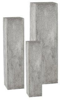 INNA-Glas Pflanzen-Podest NARUKO, 3 Stück, Fiberglas, grau, 20x20x80cm, 28x28x100cm, 35x35x120cm - Pflanzsäule