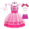 YOSICIL Fille Déguisement de princesse Rose Robe Barbie en Tulle Multicouche avec Accessoires Costume de spectacle pour Halloween Noël Anniversaire 3-8 Ans, rose, 120