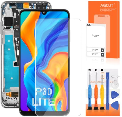 AGCUT Pantalla LCD para Huawei P30 Lite 48 MP LCD Pantalla para Huawei P30 Lite MAR-L21A MAR-L01A MAR-LX1A Reemplazo de Pantalla Táctil Montaje con Reparación Negro con Marco 6.15