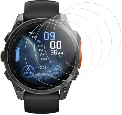 Panzer Schutz Glas Kompatibel mit Garmin Fenix 8 43mm, High Definition Panzer Schutzfolie, Runde Kante Displayschutz, Touch Sensitive, Blasenfest Installation, Anti-Kratzer Panzerfolie, 4 Stück