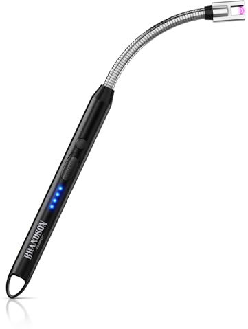 Brandson - Feuerzeug elektrisch - Stabfeuerzeug Lichtbogen mit Akku - USB aufladbar - Kaminanzünder - für Küche Kerzen Gasherde Grill Kamin