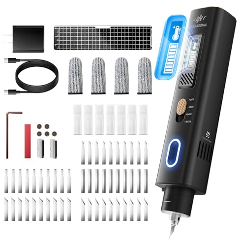 GJMYNSI Coupe-ultrasons 2 en 1, couteau à ultrasons léger 40 W, 40 lames et écran OLED, convient pour les modèles d'impression 3D du plastique, du bois, de la résine, du polyéthylène et du cuir